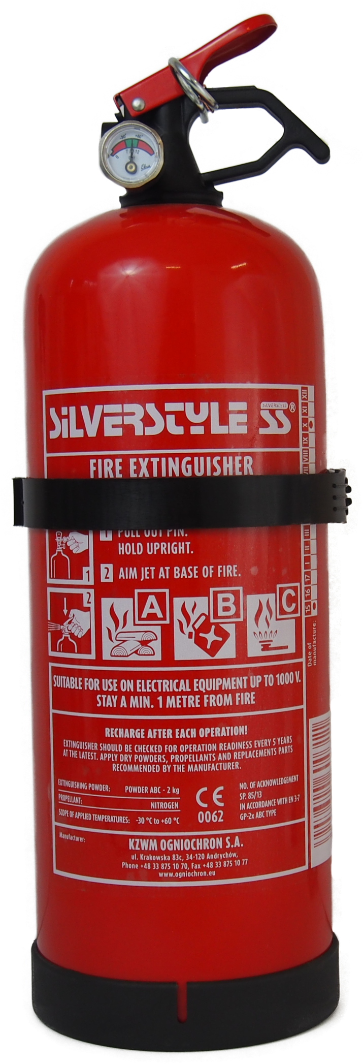 Fire Extinguisher A B C With Gauge 2kg